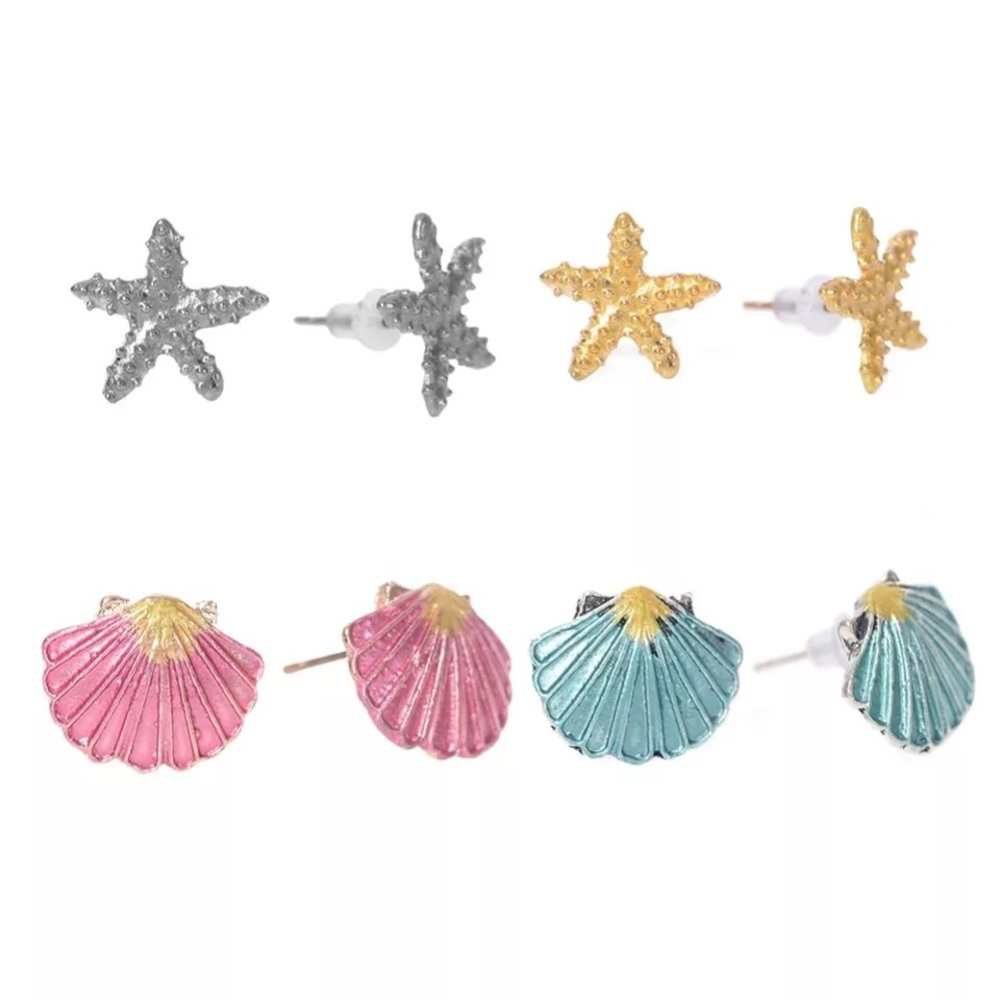 Beach Shell Star Post Earring Set - Picture 2 of 4